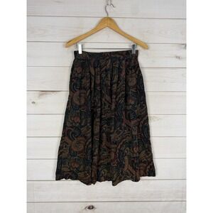 VTG Sag Harbor Skirt Womens Medium Multicolor Paisley Tweed Pleated Midi Boho